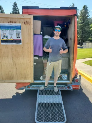 Tyler Smith at moving trailer